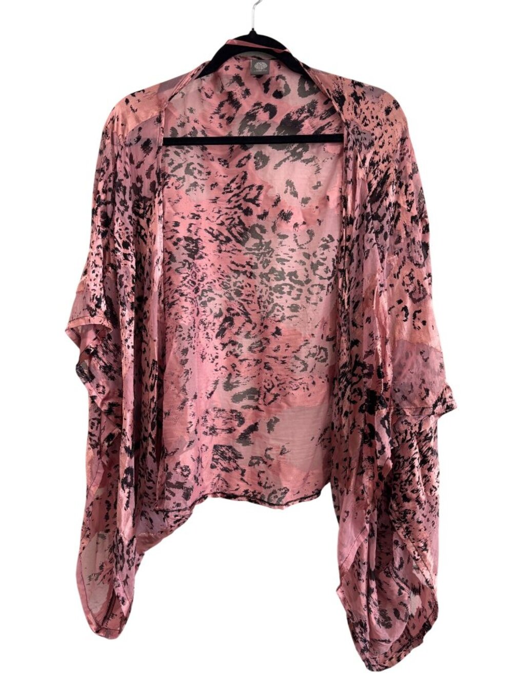 Vince Camuto Pink Metallic Leopard Sheer Kimono Cardigan Shawl Lightweight